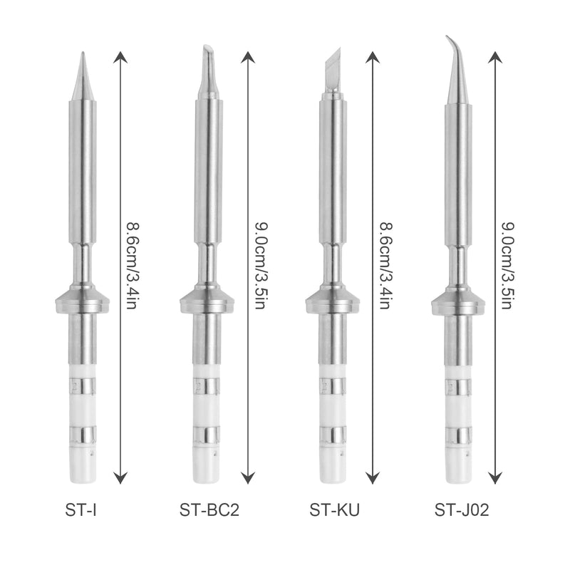 FEITA Mini Pencil Soldering Iron Tips Replacement for Pinecil Micro Soldering Iron, PTS200/TS100 Portable Solder Pen Tool Soldering Accessories (ST-I/BC2/KU/J02 4Pcs) Tiny Joint 4Pcs