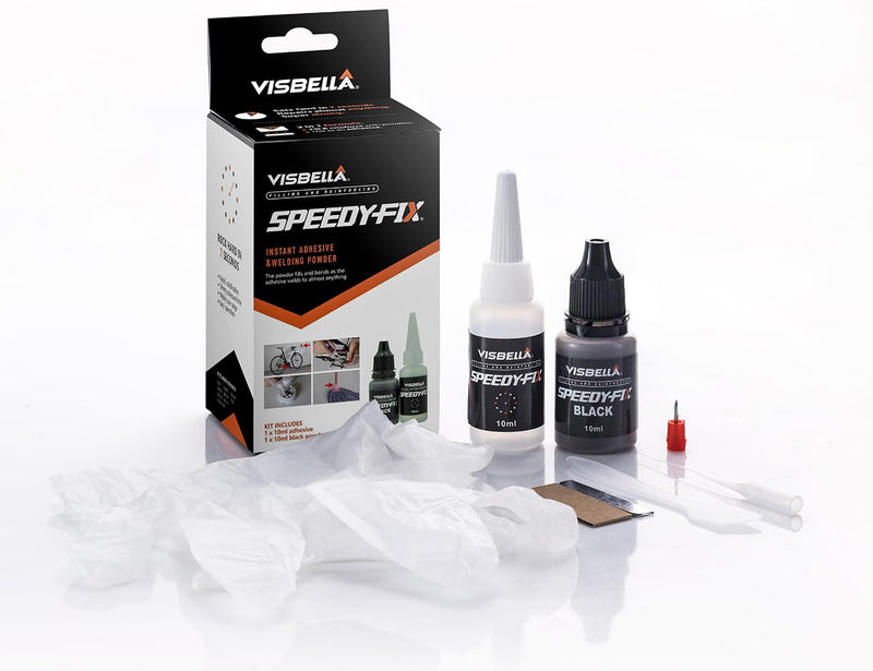 [Australia - AusPower] - 7 Seconds Speedy Fix Strong Instant Adhesive & Filling Powders Reinforcing Waterproof Super Repair Glue Fix for Metal Surfaces & Hard Plastic Products (Black 2PC) Black 2PC 