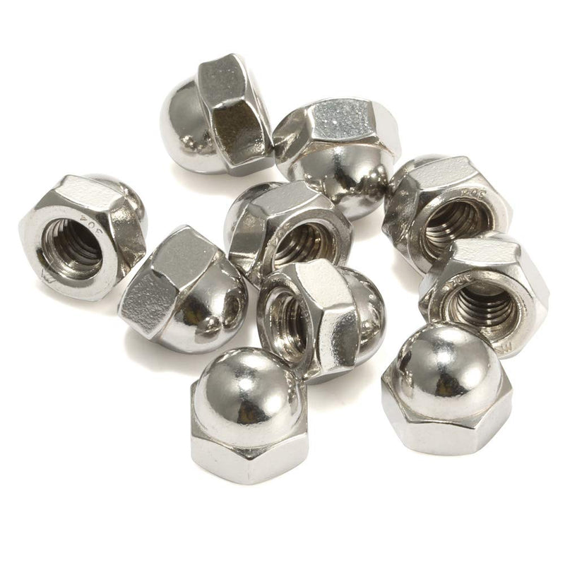 [Australia - AusPower] - 3/8-16 Acorn Hex Cap Dome Head Nuts, 304 Stainless Steel 18-8, Bright Finish, Pack of 10 3/8-16 