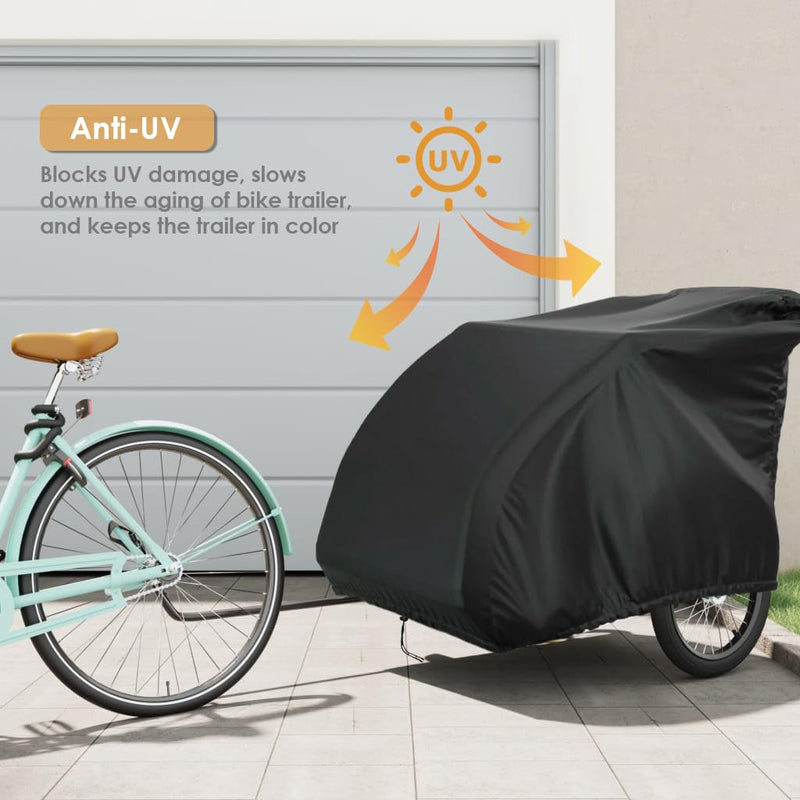 [Australia - AusPower] - Bicycle Trailer Cover waterproof Bike Trailer Storage Cover with Adjustable Drawstring Pet Bike Trailer Protection Cover 