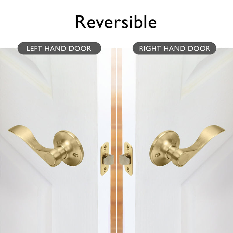 Design House Springdale Passage Hall Closet Interior Door Lever Handle Lockset, Non-Locking Handle Hardware, Satin Gold, 6.375 in x 1.94 in x 2.625 in, Item 728899 1 Pack