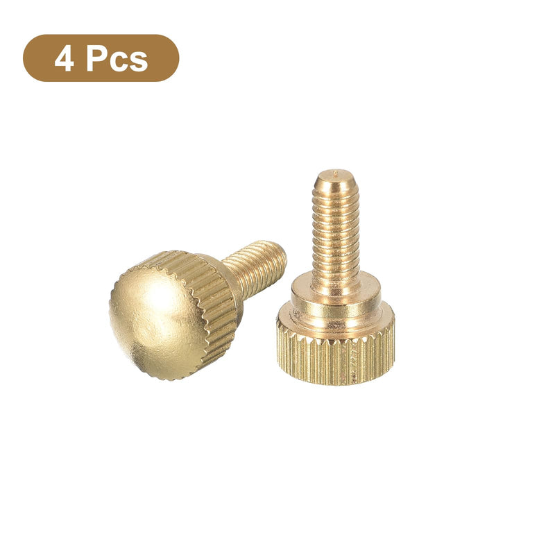 [Australia - AusPower] - uxcell M4x10mm Knurled Thumb Screws, 4pcs Brass Knurled Thumb Screws Bolts with Shoulder Grip Knobs Fasteners, Brass Tone 4 