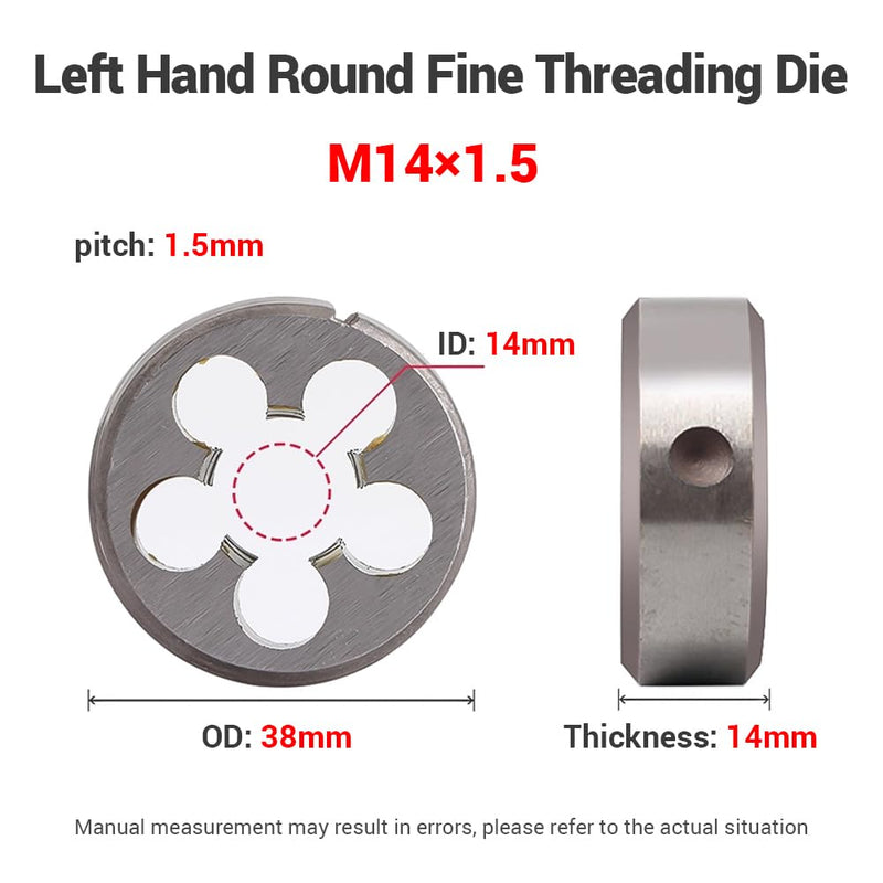 M14 x 1.5mm Round Fine Thread Die | Left Hand Thread Alloy Steel Round Die for Thread Forming Machining Repair Screw Cutting Tool M14x1.5mm(Left hand)