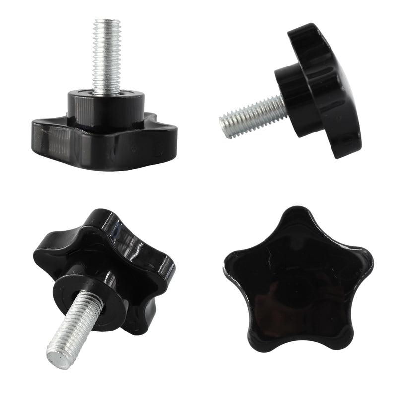 [Australia - AusPower] - 8pcs M8 x 20 mm Star-Shape Head Male Thread Knurled Thumbscrew Screw on Knobs Grip, Black Steel Threaded Hand Bolt Knobs Clamping Screw 
