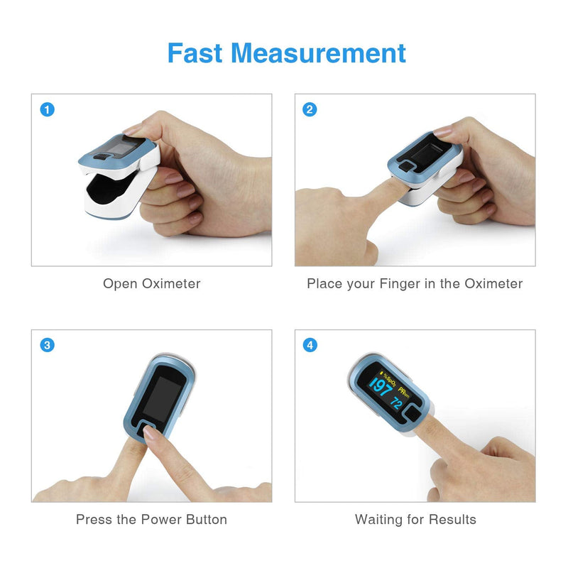 [Australia - AusPower] - mibest OLED Finger Pulse Oximeter, O2 Meter, Dual Color White/Light Blue 