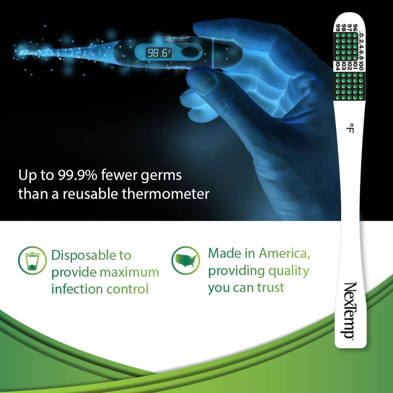 [Australia - AusPower] - Single-Use Thermometers - Individually Wrapped Disposable First Aid Supplies, High-Accuracy For Work, School, Home, Travel, and Healthcare Use, Fahrenheit, 100-Pack, by Medical Indicators Inc. 