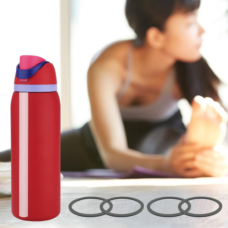 [Australia - AusPower] - 6 Pcs Replacement Silicone Lid Sealing Rings for Owala Water Bottle, with Cleaning Brush and Elbow Tweezers, Lid Gasket Replacement Bottle Accessories Compatible with Owala Water Bottle, Gray 