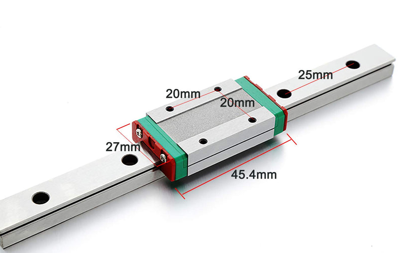 [Australia - AusPower] - TEN-HIGH MGN12 100mm Linear Guide Rail Linear Motion Slide Rails Linear Motion Products, for 3D Printer and CNC Machine, 2pcs Rails + 2pcs MGN12H Block Bearings (Longer Block) 