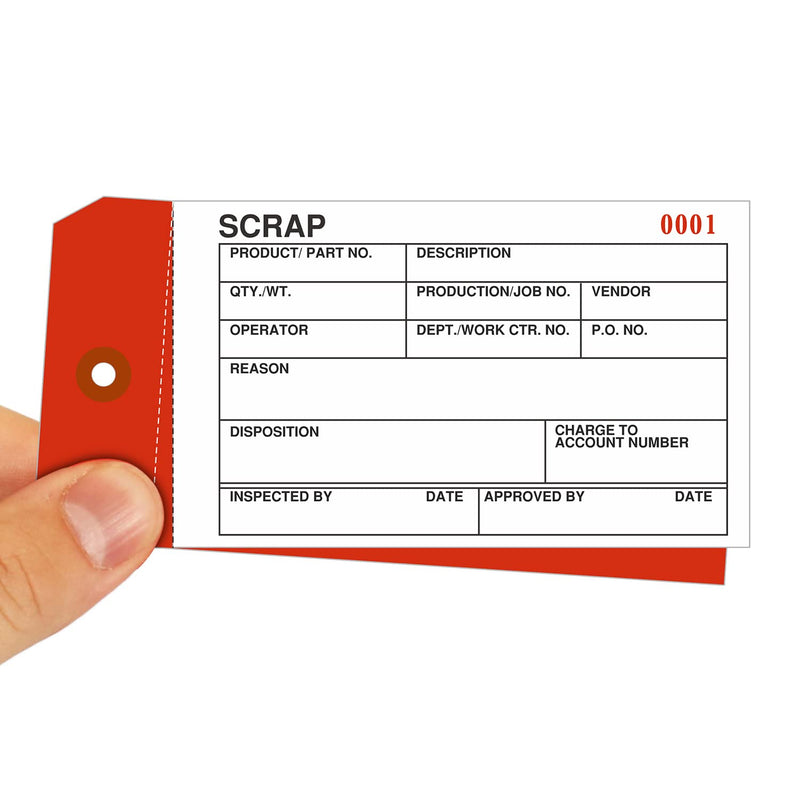 SmartSign Scrap 2 - Part Inventory Tag with Numbers | 3.125" x 6.25" Carbon Tag, Pack of 100