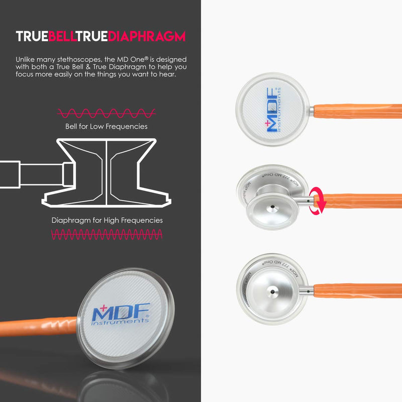 [Australia - AusPower] - MDF Instruments MD One Stainless Steel Stethoscope, Adult, Orange Tube + LUMiNiX Medical Professional Penlight 