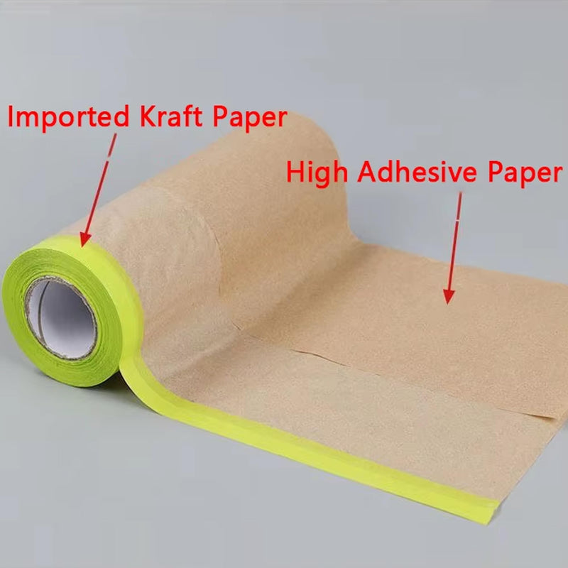 Pre-Taped Masking Paper for Painting - 12 in. x 50 ft. Tape and Masking Paint Paper, Paint Adhesive Protective Paper Rolls for Masking Skirting, Framing, Automotive and Auto Body (4Roll) 4