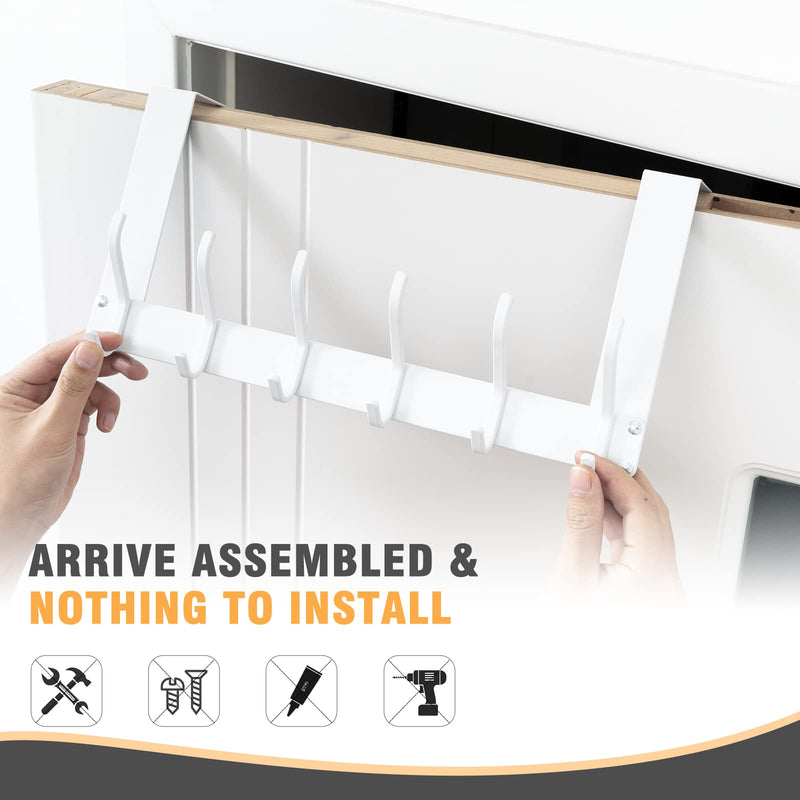 [Australia - AusPower] - Uross Foldable Over The Door Hooks, Heavy Duty Over Door Hanger, Behind The Door Hook Rack for Hanging Jackets Coats Hoodies Towels Scarfs Clothes Hats Handbags Backpacks -White 1 White 