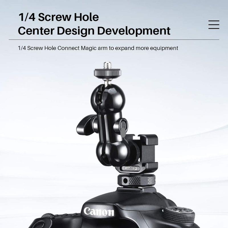 [Australia - AusPower] - ULANZI PT-12 Camera Hot Shoe Extension Bracket with Triple Cold Shoe Mounts for Microphone LED Video Light, 1/4'' Screw for Magic Arm, Aluminum Shoe Mount Compatible with Nikon Canon Sony Cameras 