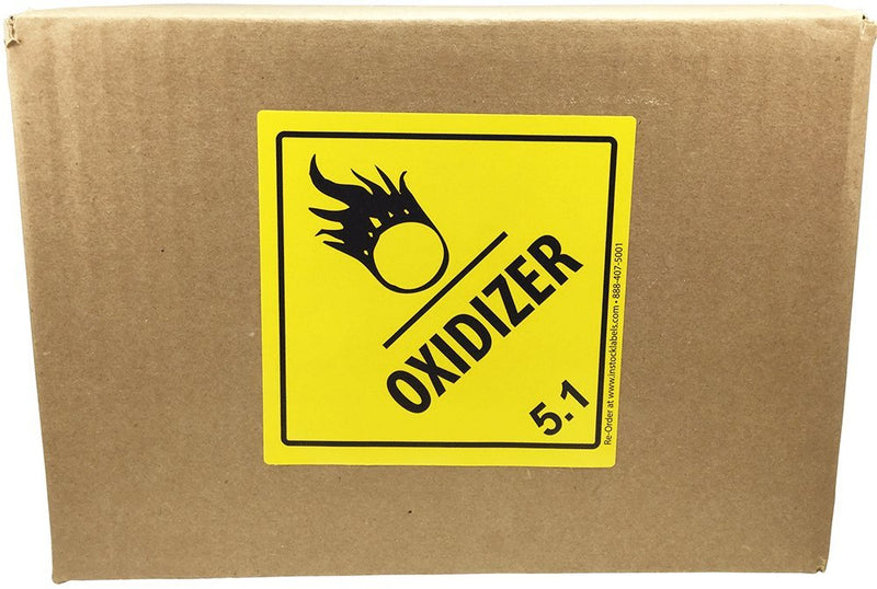 Hazard Class 5 D.O.T. Oxidizer Labels, 4 x 4 Inch Square Yellow and Black Hazmat Stickers, 500 Total Adhesive Labels on a Roll for Shipping and Compliance – Made in the USA