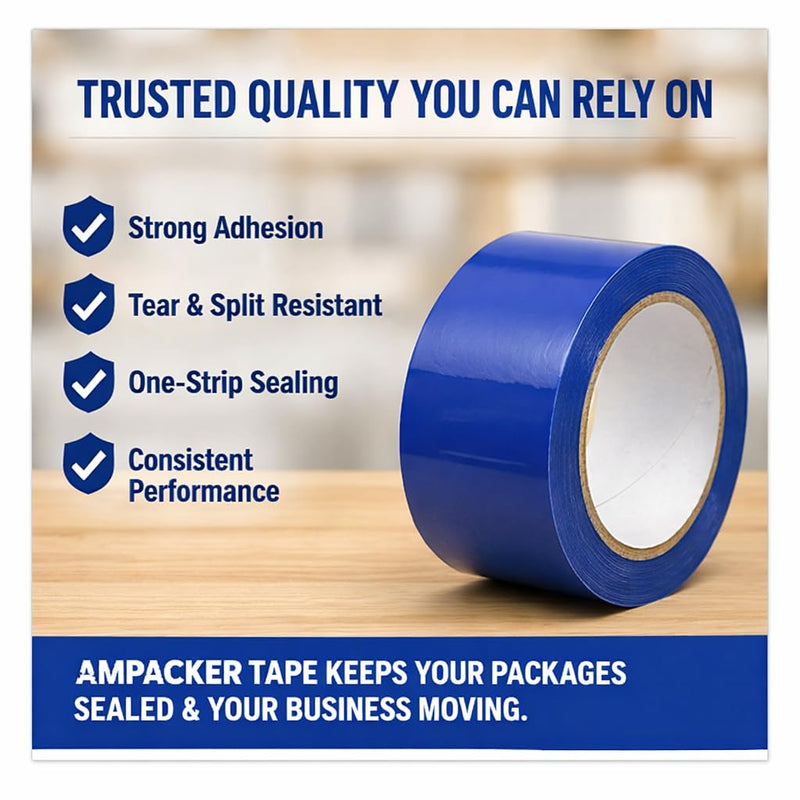 Blue Carton Sealing Tape, Packing Tape, Moving Tape 2" x 110 Yards (2.0 Mil) - Heavy Duty Acrylic Adhesive Tape for Boxes, Moving, Storage, Shipping, Warehouse Color Coding 2" wide x 110 yds Blue 1