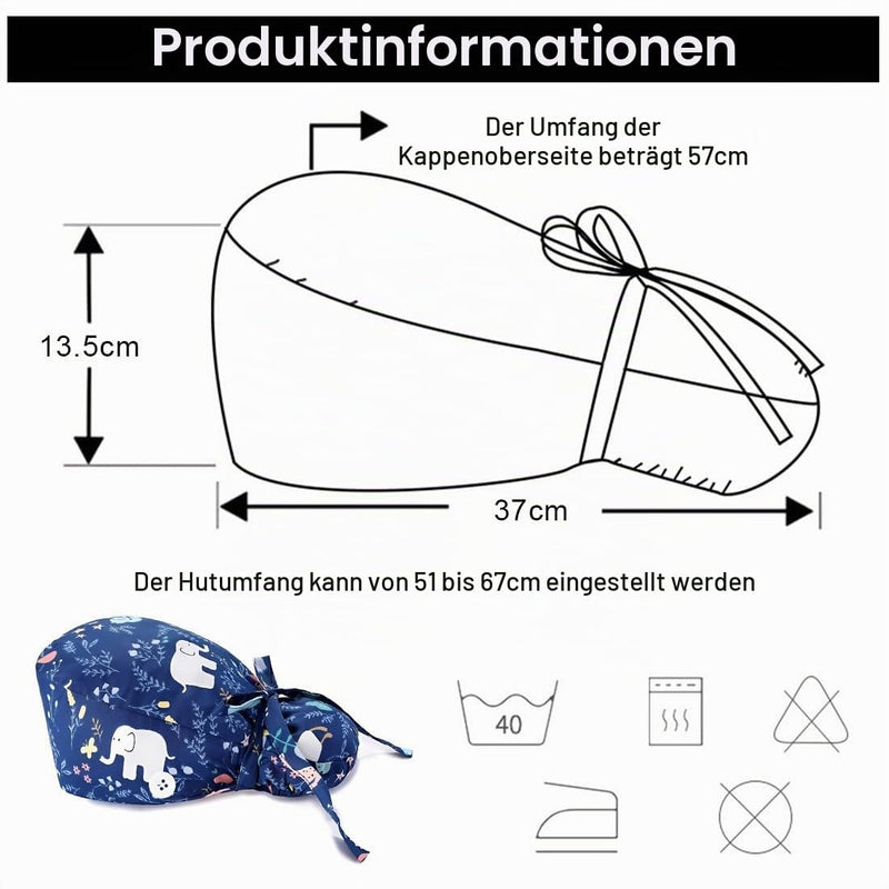 Surgical Caps, Women's Long Hair, Surgical Caps, Fabric Nurse Accessories for Doctors, Doctor Headgear, Comfortable Cover for Medical Procedures, Suitable for Long Hair, Elephant (Dark Blue)