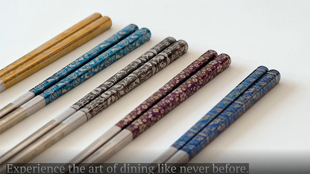 Hagary Cherry Blossom Rainbow Chopsticks Metal Chopsticks (5 Pairs) Rainbow - 5 pairs