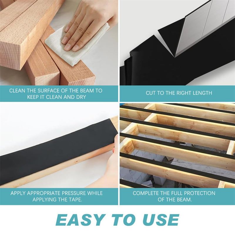 Joist Deck Butyl Tape 1.57in X 3.28 Ft Weather-Resistant Black Joists Flashing Tape for Wood Decking Roofs Beams RV Fence