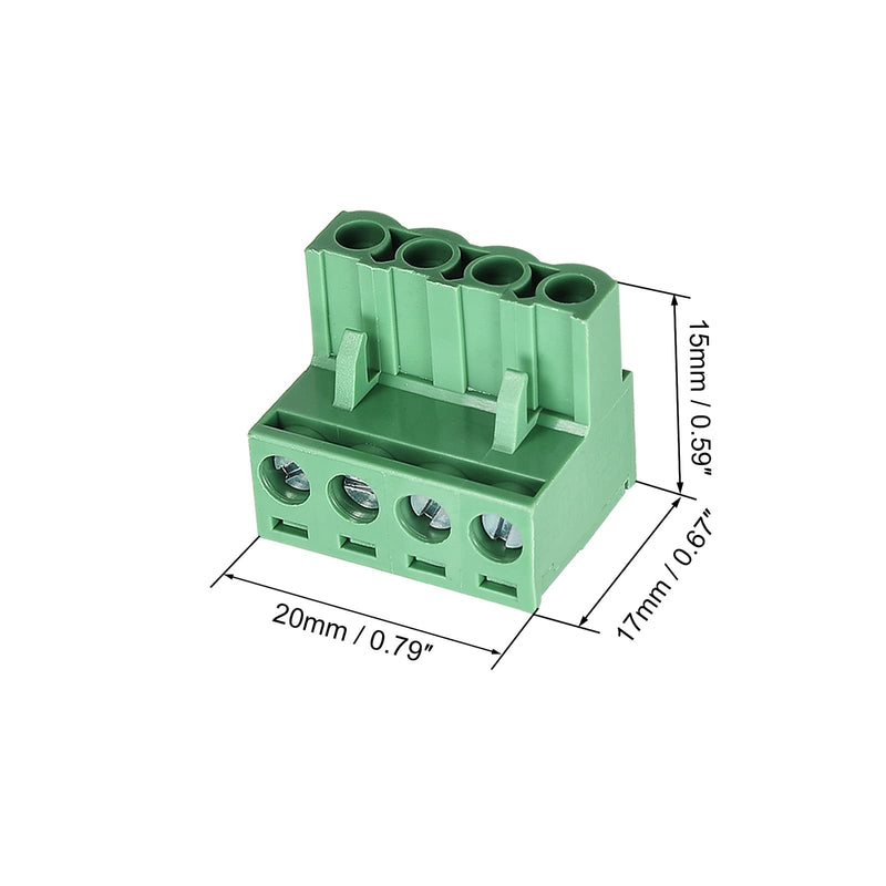 [Australia - AusPower] - 20 pcs 4 Pin 5.08mm Pitch Pluggable PCB Angle Screw Terminal Block Plug Connector Socket Panel Mount DIY (20pcs 4p) 20pcs 4P 5.08mm 