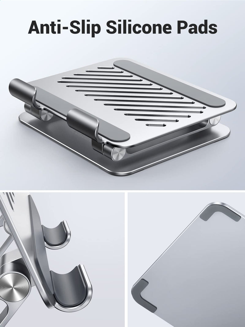 [Australia - AusPower] - UGREEN Tablet Stand Holder for Desk Dual Rod Support Aluminum Tablet Holder Adjustable Dock Multi-Angle Riser Home Office Accessories Compatible with iPad Pro 12.9, iPad Air Mini 6 5 4 3 2 Silver 