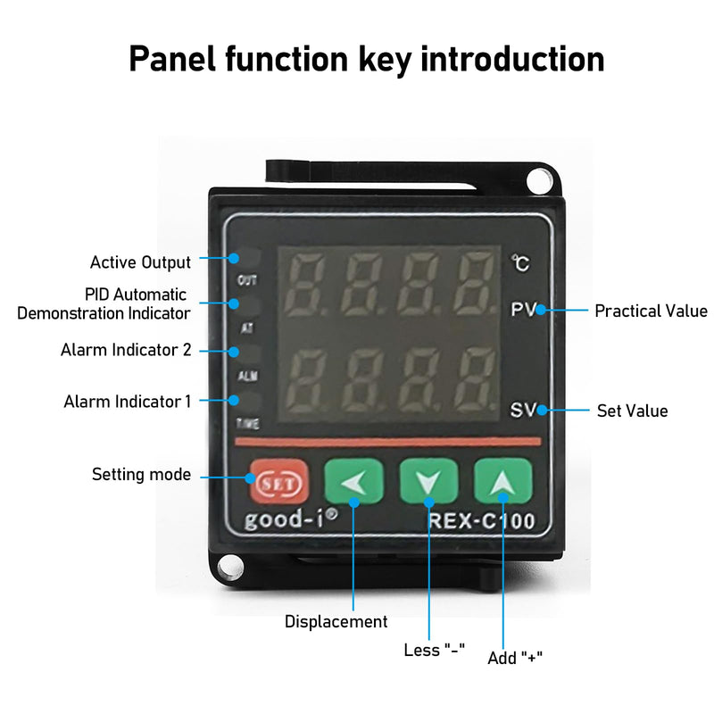 [Australia - AusPower] - PID Temperature Controller, Digital Display REX-C100 Temperature Controllers Box with Solid State Relay SSR 40DA and K Thermocouple Probe, Universal 100-240V (PID+40DA SSR+Heat Sink+K Sensor) PID+40DA SSR+Heat Sink+K Sensor 