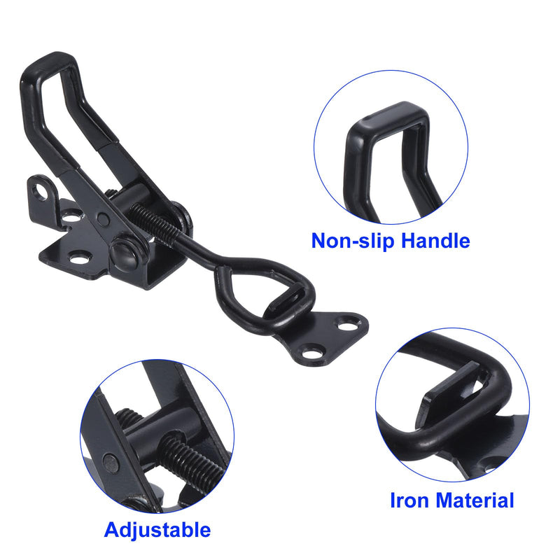 [Australia - AusPower] - uxcell 6 Pack Adjustable Toggle Clamp, Metal Pull Latch Clamp, 4002 Style Quick Release Pull Latch Toggle Clamp, for Cabinet Door Case Trunk, Black Not Included Screw 
