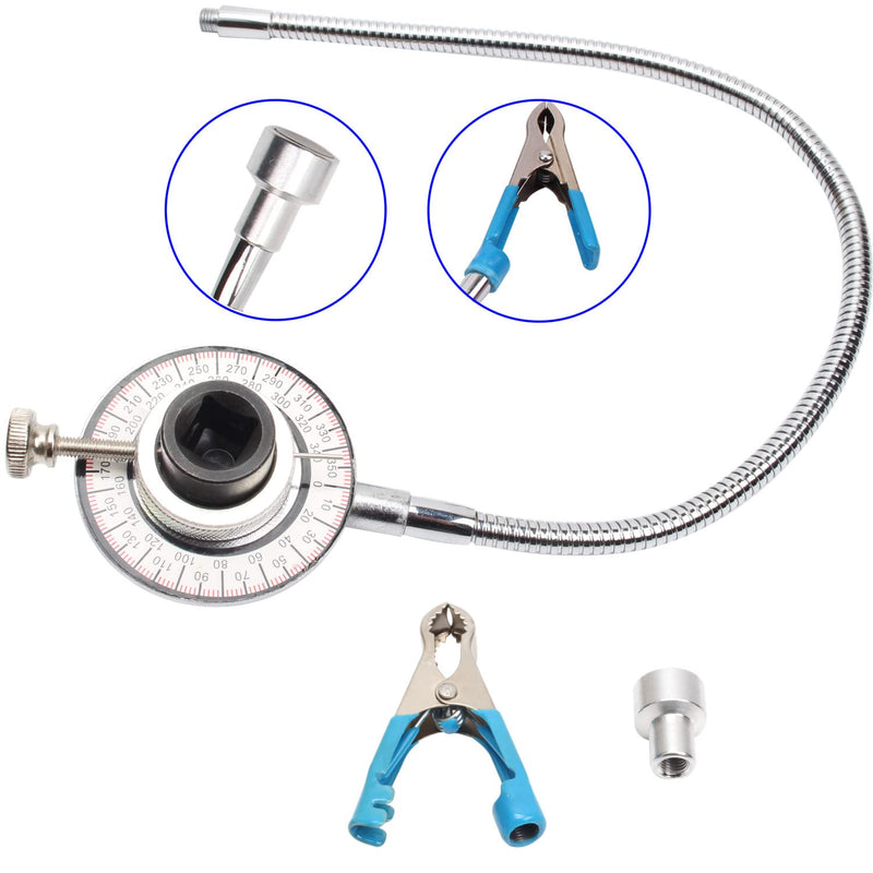 CCLIFE Rotary Protractor 1/2 Inch with Magnetic Arm and Claw Arm Set | Precision gauge for tightening expansion screws, with magnetic arm and claw arm for accurate angle measurement.