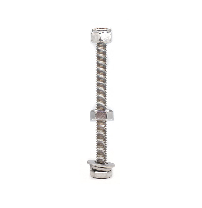 [Australia - AusPower] - binifiMux 50pcs(10 Sets) 1/4-20 Fastener Kit: 3" Hex Bolts, Spring Lock Washers, Flat Washers, Hex Nuts & Nylon Inserted Locking Nuts 