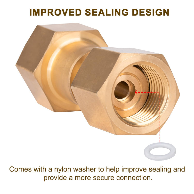 CGA-320 to CGA-580 Adapter, Carbon Dioxide Bottom to Argon Nitrogen Regulator Flowmeter Thread Converter, CO2 to Argon Tank Adaptor Connect Fittings for Welding Gas Regulator Flow Meter Brass