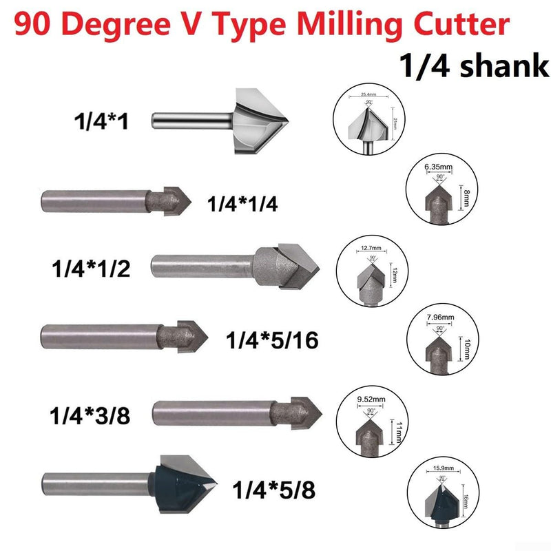 [Australia - AusPower] - Precision Cutting with 90 Degree V Groove Router Bit Set, Acrylic, MDF, PVC Materials (1) 1 