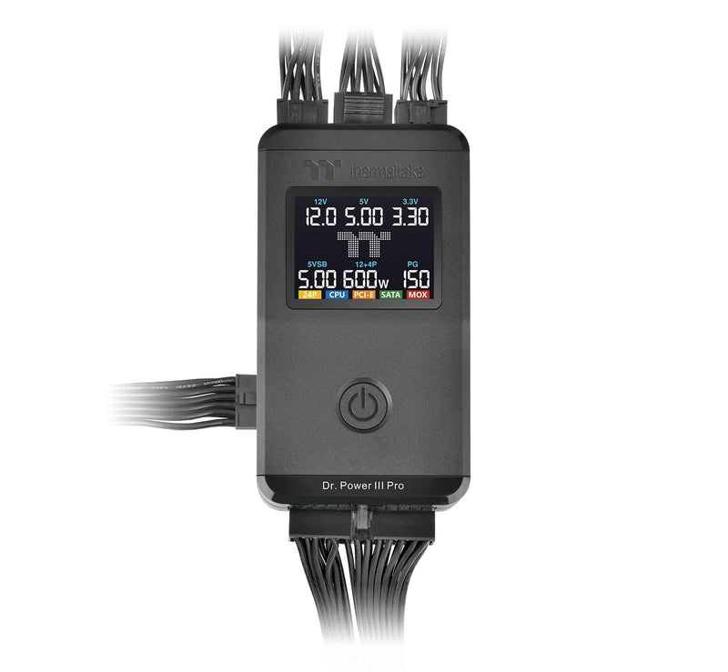 Thermaltake Dr. Power III Pro Power Supply Tester | LCD Diagnostics | ATX12V v3.1 | PCIe 12V‑2x6 | Auto/Manual | Alarm