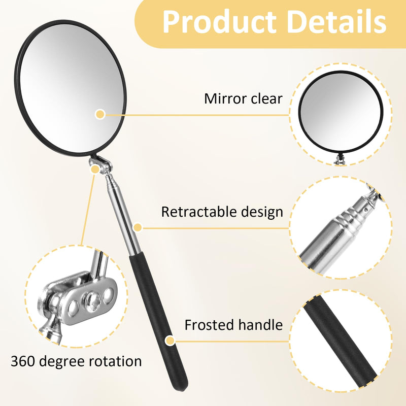 [Australia - AusPower] - Telescoping Inspection Mirror, 360 Rotation Flexible Inspection Mirror Circular Inspection Mirror with Retractable Handle Round Inspection Mirrors for Checking Vehicle Condition(Dia-4 Inch) Dia-4 Inch 