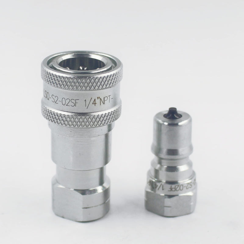 [Australia - AusPower] - LSQ 1/4'' NPT Kubota 7J612-66323 K2581-66220 Replacement Quick Disconnect Hydraulic Quick Connect Couplers/Coupling Set w/Dust Caps ISO7241-B 1/4'' NPT 