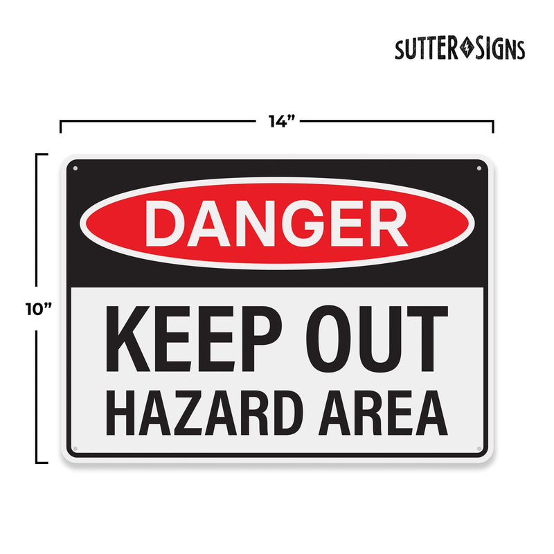 4pcs Danger Keep Out Hazard Area Sign 14x10 inch | Plastic Sign for Construction Site, Hazard Area, No Trespassing, Waterproof Plastic