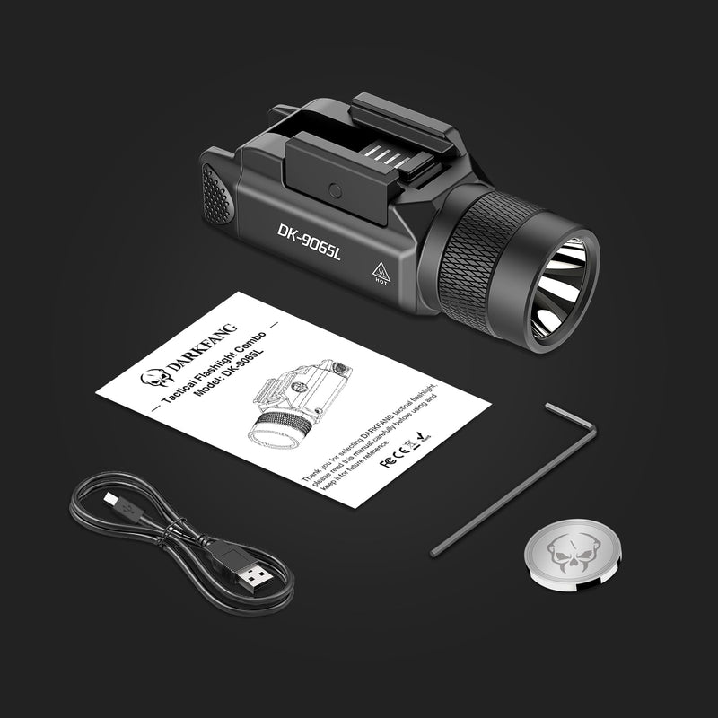 [Australia - AusPower] - DARKFANG Tactical Flashlight and Green Laser Light Combo 1500 Lumen for Shotgun/Pistol Light with Momentary/Strobe Function for 1913 Picatinny Rail 