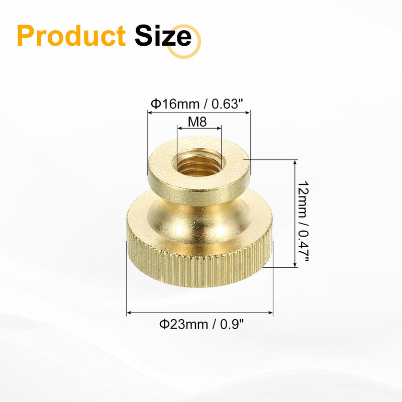 [Australia - AusPower] - uxcell Knurled Thumb Nuts, 8pcs M8 x D23mm x H16mm Brass Knurled Nut with Collar High Head Through Hole Adjusting Nuts for 3D Printer Parts 8 