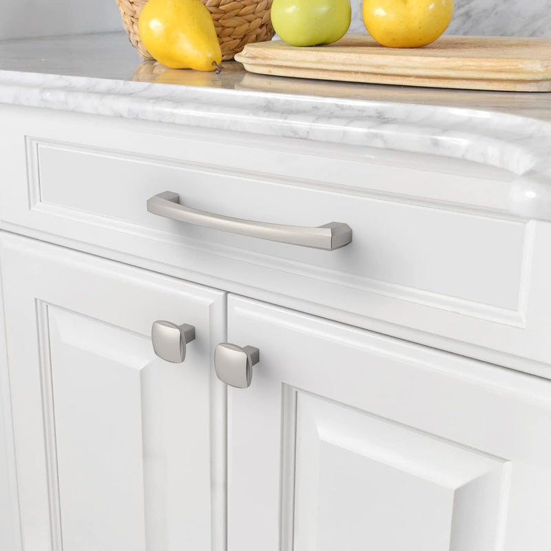 Amerdeco 10 Pack Brushed Satin Nickel Cabinet Knobs, 5/128MM, Silver, Zinc, Bronze (50%, 50%), Arch & Bow, Easy to Install, Kitchen Cabinet Handles, Drawer Knobs, ZH0032 Single Hole
