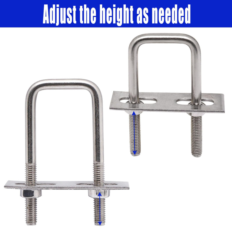[Australia - AusPower] - U Bolts 1 Inch Wide, 70mm Length M6 Stainless Steel Square Tube Clamps with Nut and Plate (6 Set) 6 (M6) 25mmx70mm 