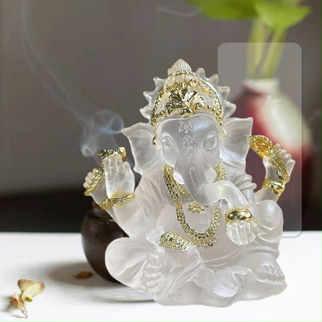 Indian God Lord Ganesha Statue,Hindu Elephant Statue Ganpati Idol Buddha Sculptures,Hindu Gift,Home Temple Mandir Meditation Yoga Room Decor 3.14"(Transparent) Transparent 3.14"