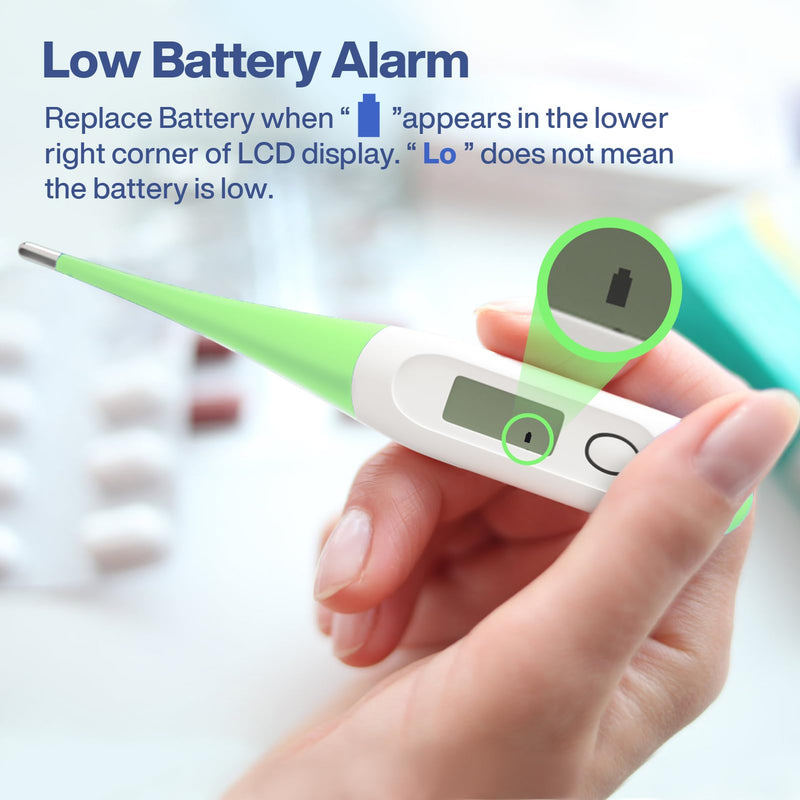 [Australia - AusPower] - Boncare 10 Seconds Digital Thermometer for Adults and Kids - Accurate & Safe Rectal Thermometer for Baby with Fever Alarm, Oral Thermometer (Light Green) Light Green 