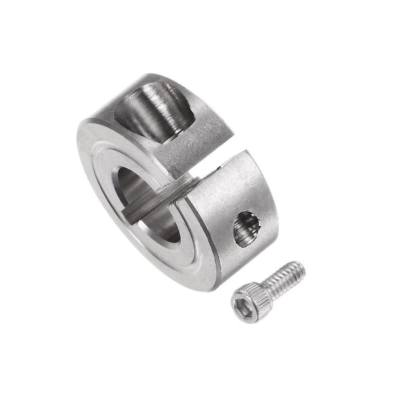 [Australia - AusPower] - uxcell 2pcs Single Split Clamp-On Shaft Collar 1/4" Bore One-Piece Clamping Collar, 11/16" OD, 5/16" Width, 304 Stainless Steel Axle Collar Clamp, Set Screw Style 