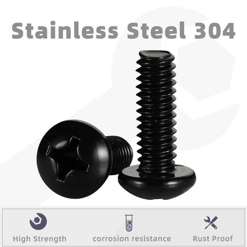[Australia - AusPower] - 8-32 x 3/4" Pan Head Machine Screws, Stainless Steel 18-8 Black Finish, Fully Threaded, 100 PCS 8-32 x 3/4" 