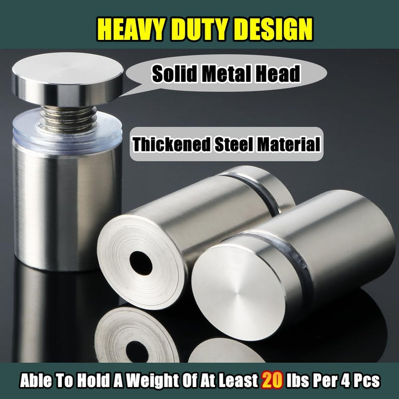 [Australia - AusPower] - Alise 3/4"x1" Sign Standoff Screws,Wall Mount Glass Standoff Advertising Nail for Hanging Acrylic Picture Frame Glass Acrylic Signs,Stainless Steel Sign Mounting Bracket Hardware,Brushed,Pack of 8 Brushed Nickel 19x25mm 