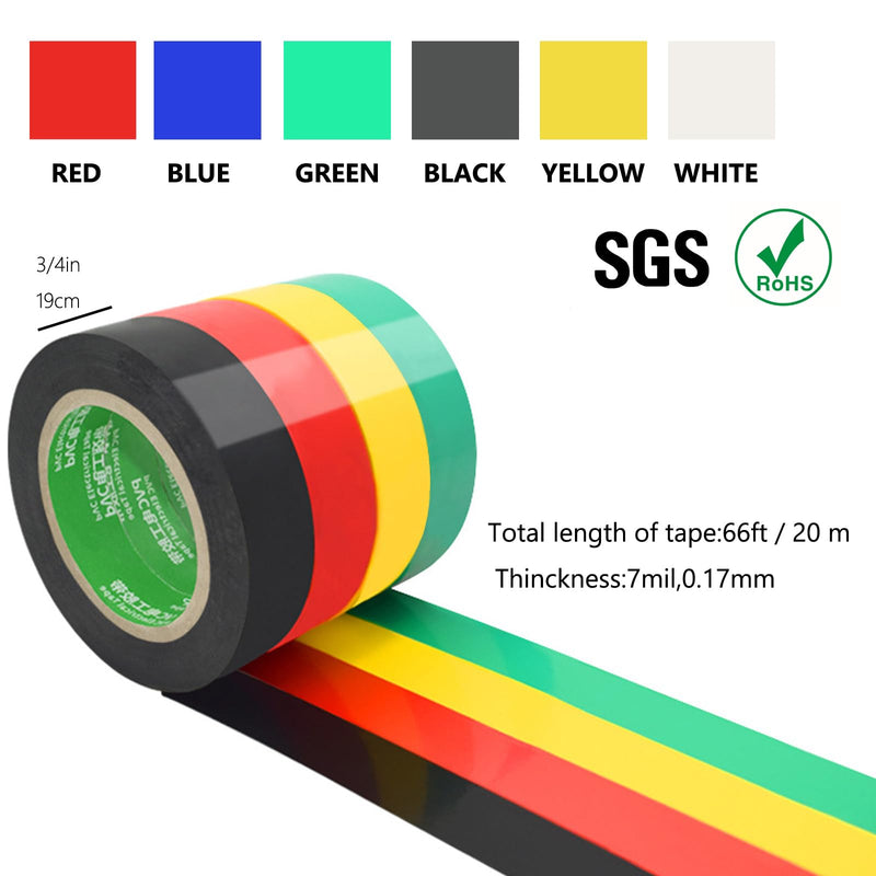 10-Pack White Electrical Tape Waterproof, 3/4 in x 66ft, Industrial Grade UL/CSA Listed High Temp Electrical Tape Electric Super Vinyl