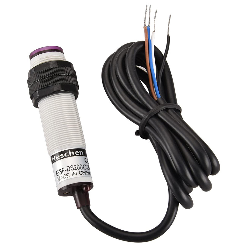 [Australia - AusPower] - Heschen M18 Column Infrared Photoelectric Proximity Switch, Diffuse Reflection Type, E3F-DS200C3, Detection Distance 10-200CM, 10-30VDC 200mA, NPN NO+NC, 4 Wire 