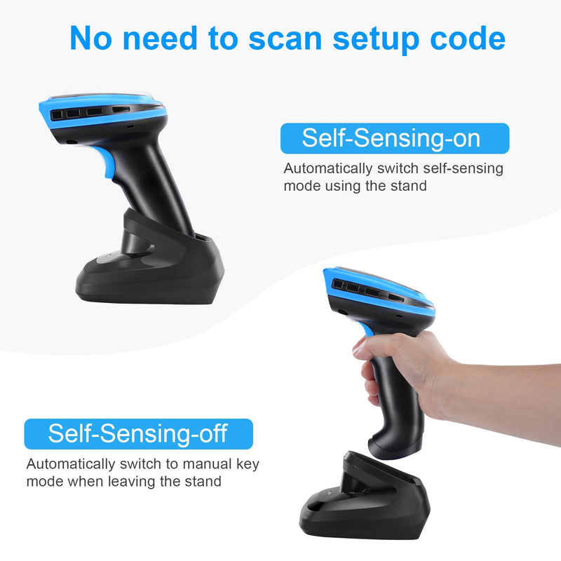 [Australia - AusPower] - Barcode Scanner Wireless, Rechargeable 1D Laser Bar Code Scanners, Handheld Barcode Scanner Versatile 2 in 1 2.4Ghz Wireless and USB 2.0 Wired HC-653WL Laser Wireless 1D 2.4G+Stand 