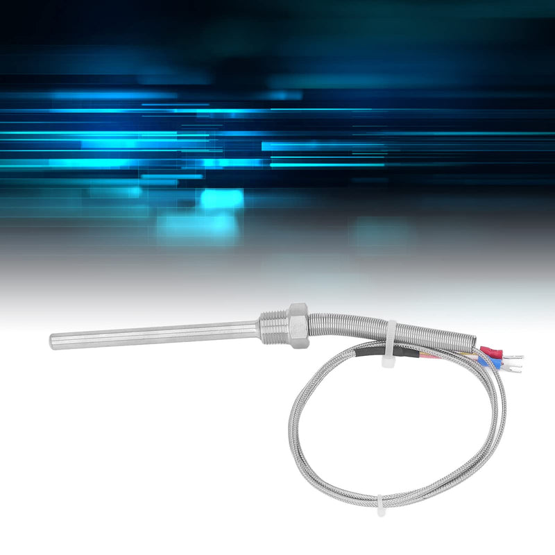[Australia - AusPower] - Thermocouple K Type 0‑400℃ 3/8 NPT 8x100mm Stainless Steel Temperature Sensor Probe (1M) 1M 