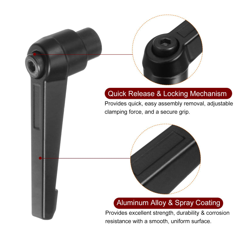 [Australia - AusPower] - QUARKZMAN Pack of 8 Adjustable Clamping Lever Handles M8 Female Thread Nut Knobs Rotating Screw Locking Quick Release Ratchet Push Switch Handle Black M8 x 63mm 