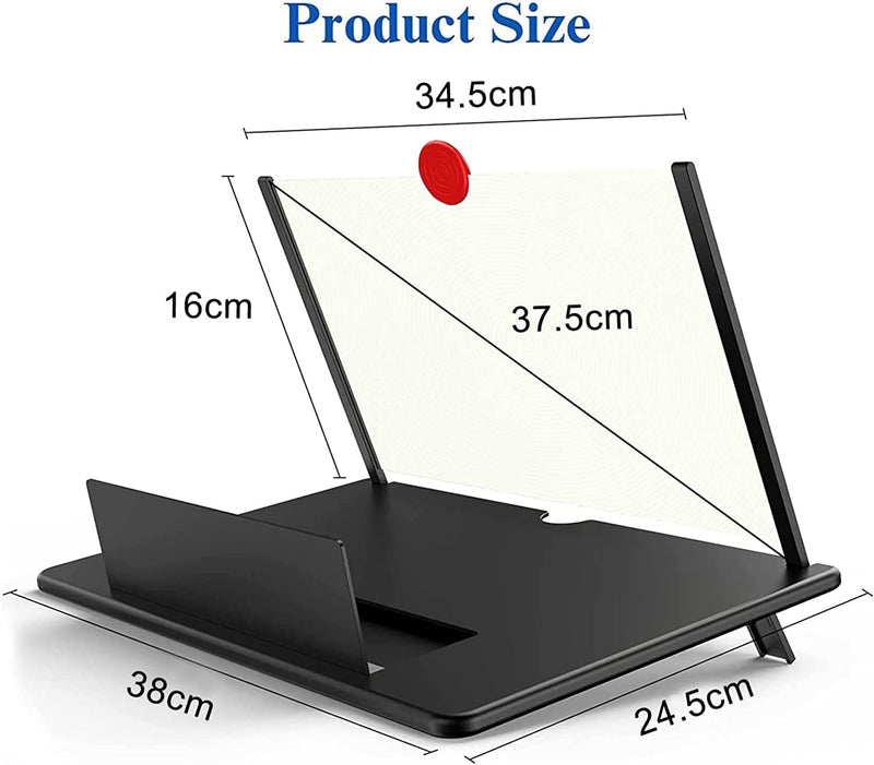 [Australia - AusPower] - 18" Screen Magnifier – 3D HD Cell Phone Magnifing Screen Enlarger Projector for Movies Videos and Gaming – Foldable Phone Stand Holder with Screen Amplifier Compatible with All Smartphones Black -18 Inch 