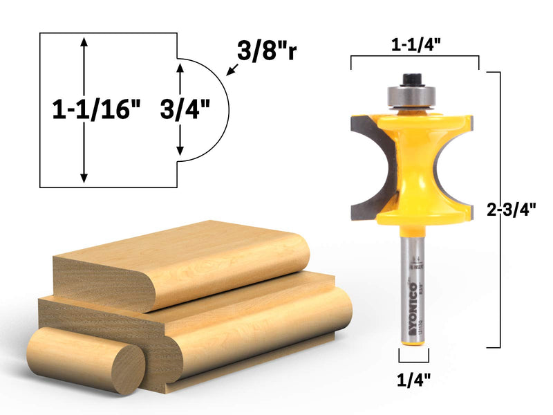 [Australia - AusPower] - YONICO Router Bits Bullnose 3/4-Inch Bead 1/4-Inch Shank 13117q 3/4" Bead - 1/4" Shank 